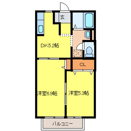 松ヶ作 徒歩3分 1階の物件間取画像